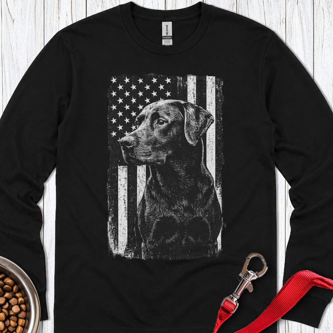 Labrador USA Flag Long Sleeve — Black