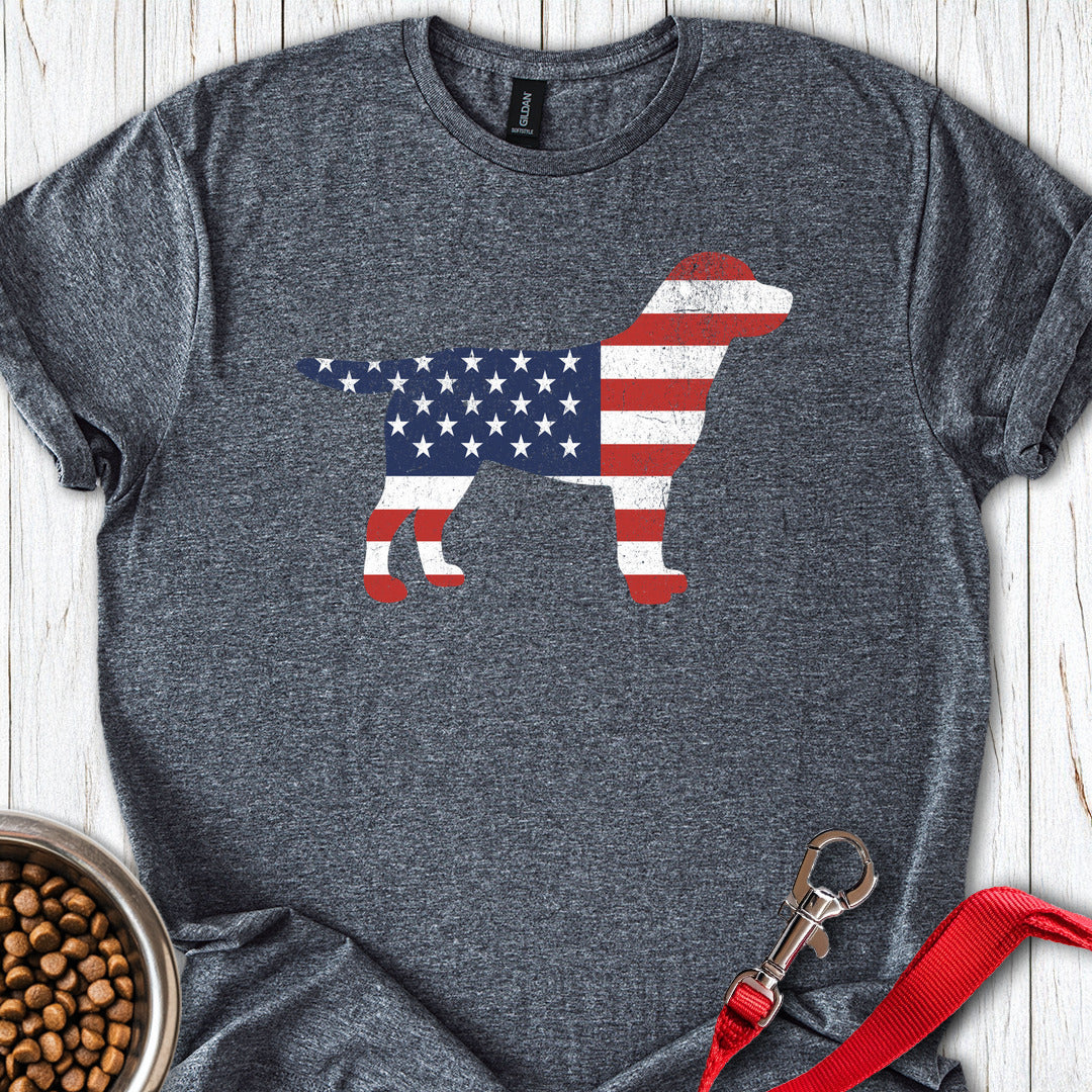 Labrador USA Flag Silhouette Dark Heather