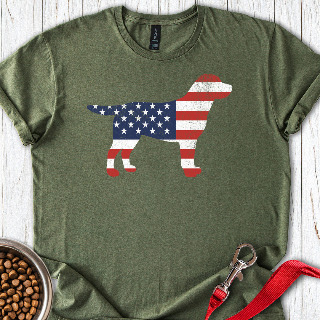 Labrador USA Flag Silhouette Military Green