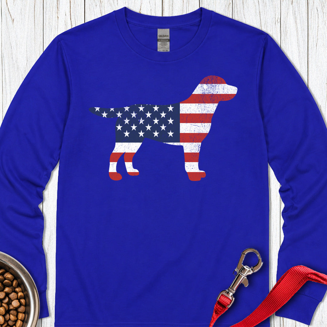 Labrador USA Flag Silhouette Long Sleeve — Royal