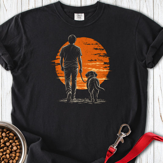 Labrador Walk Sunset Premium Tee Black