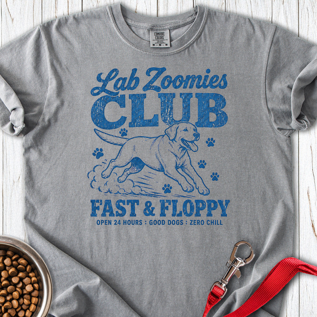 Labrador Zoomies Club Blue Premium Tee Grey
