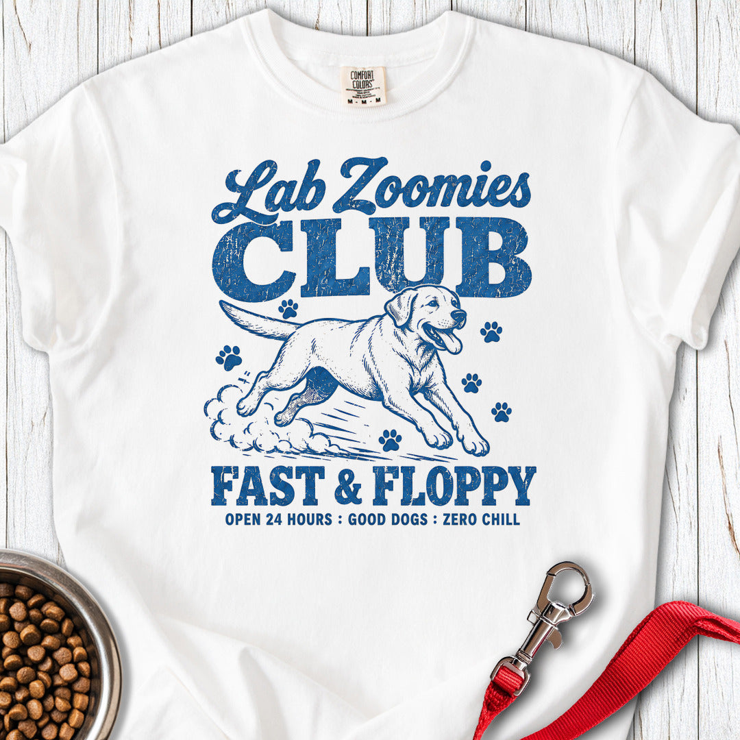 Labrador Zoomies Club Blue Premium Tee White