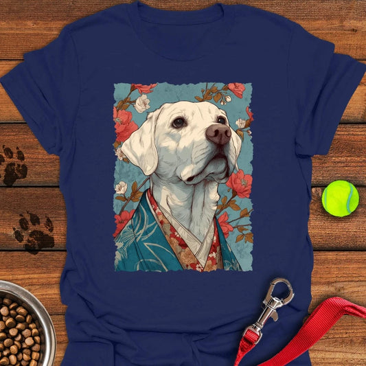 White Labrador Japanese Art T-Shirt Navy