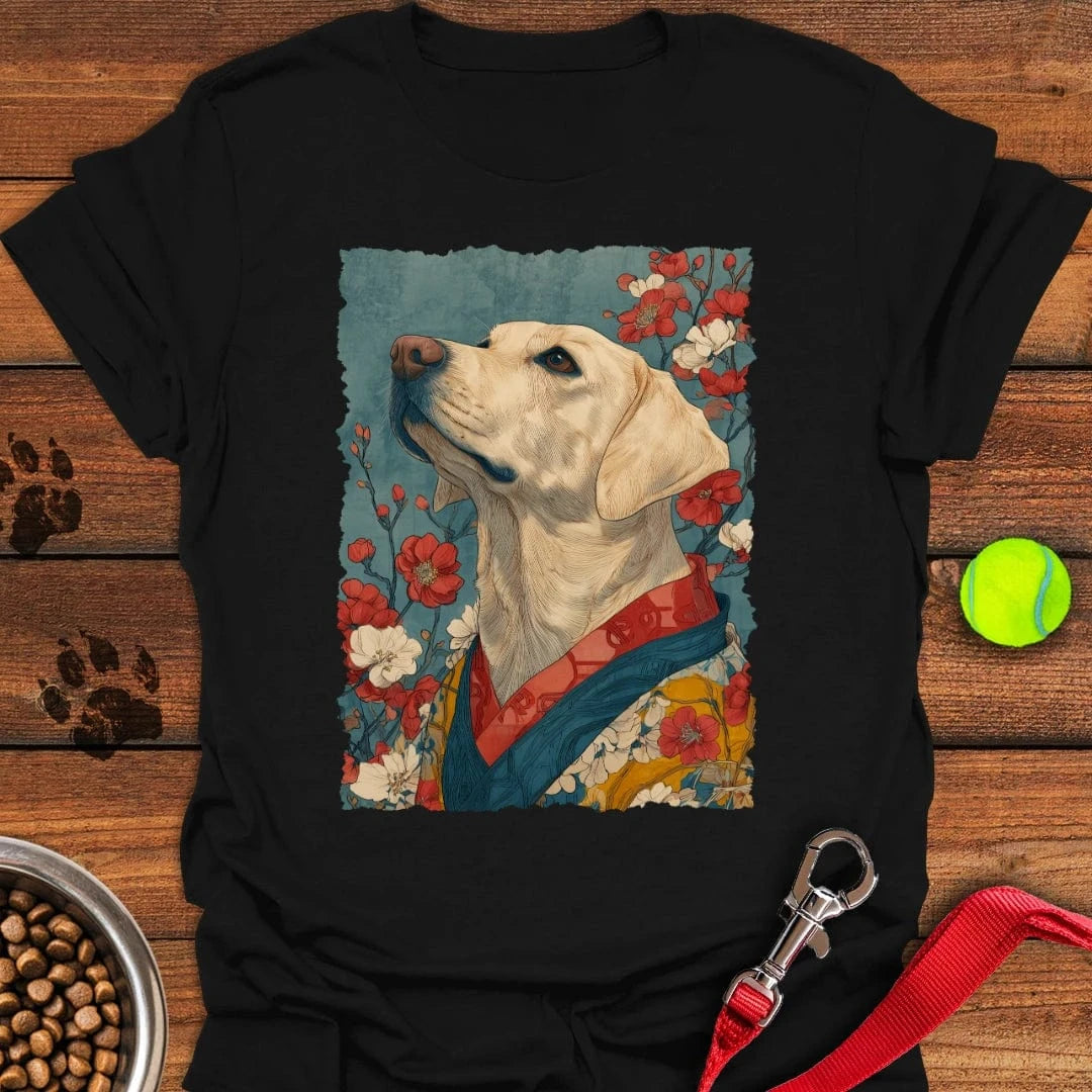 Yellow Labrador Japanese Art T-Shirt Black