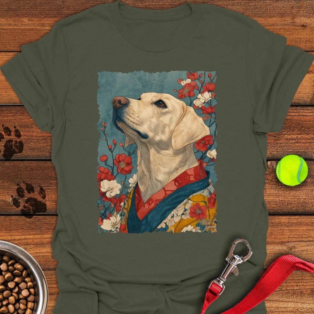 Yellow Labrador Japanese Art T-Shirt Military Green