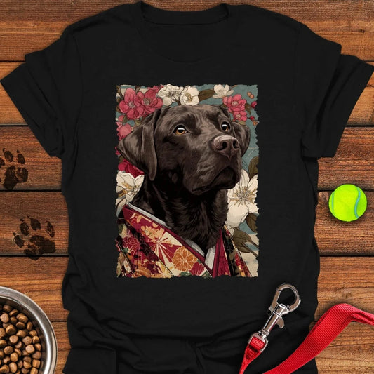 Chocolate Labrador Japanese Art T-Shirt Black