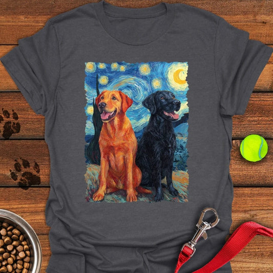 Fox Red & Black Lab Van Gogh T-Shirt Dark Heather