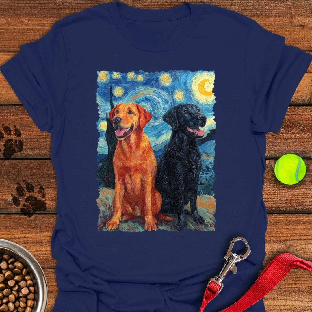 Fox Red & Black Lab Van Gogh T-Shirt Navy