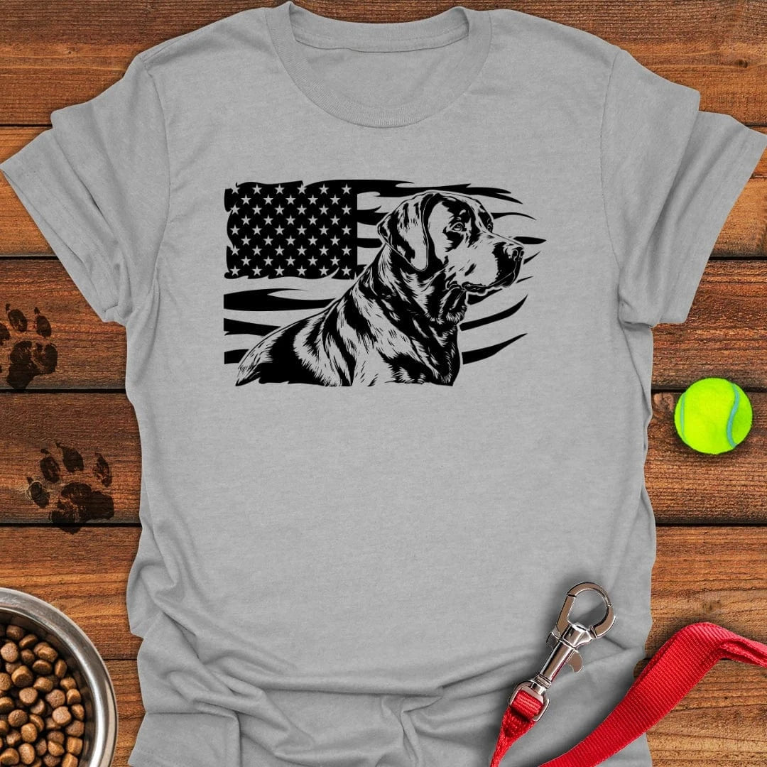 Labrador USA Flag T-Shirt Sport Grey