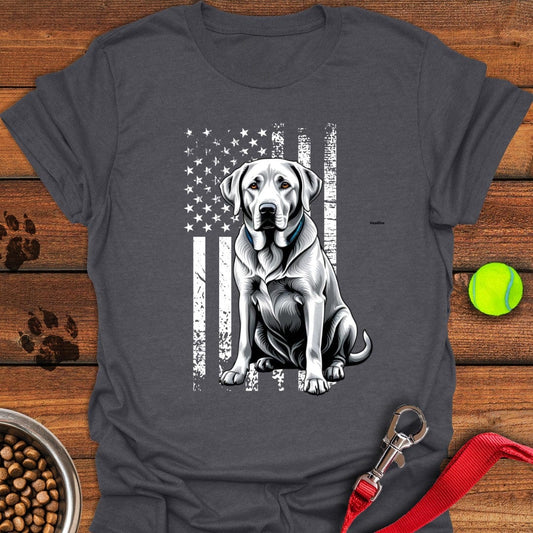 Silver Labrador USA Flag T-Shirt Dark Heather