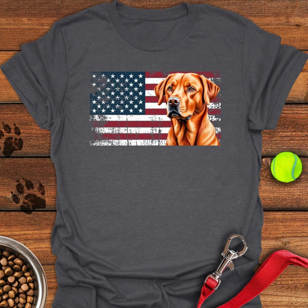 Fox Red Labrador USA Flag T-Shirt Dark Heather