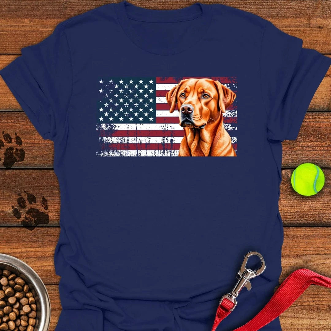 Fox Red Labrador USA Flag T-Shirt Navy