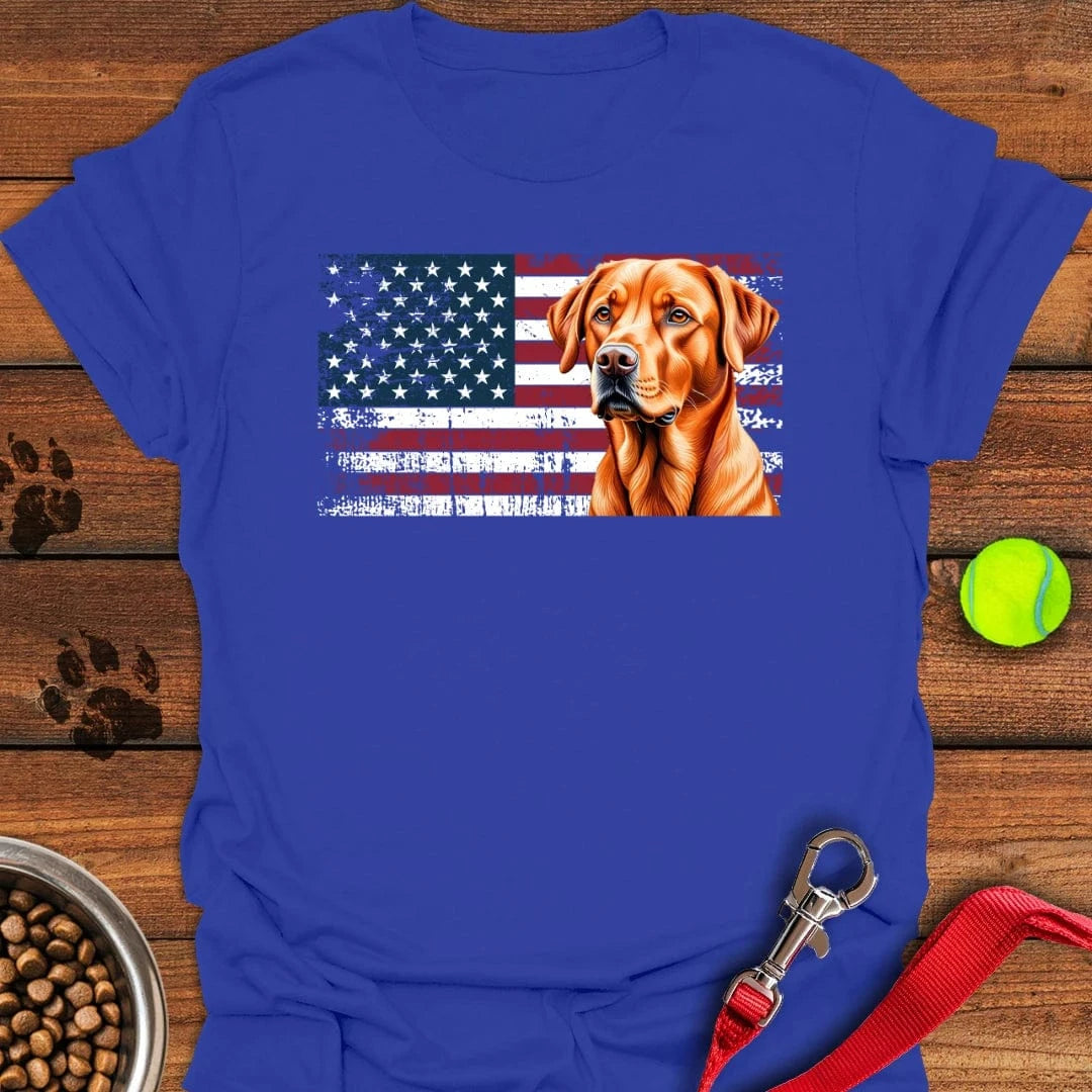 Fox Red Labrador USA Flag T-Shirt Royal