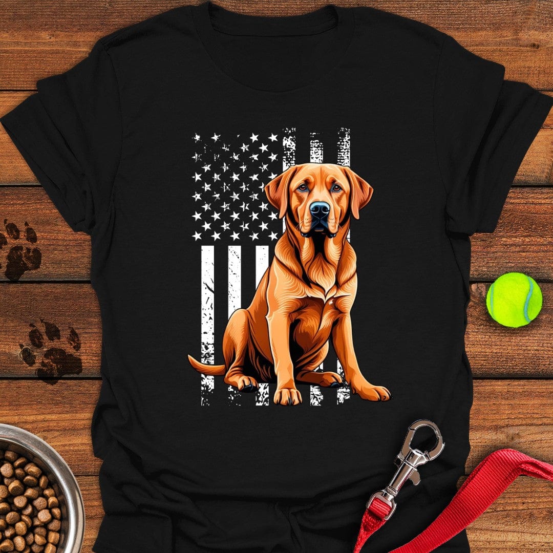 Fox Red Labrador USA Flag T-Shirt Black