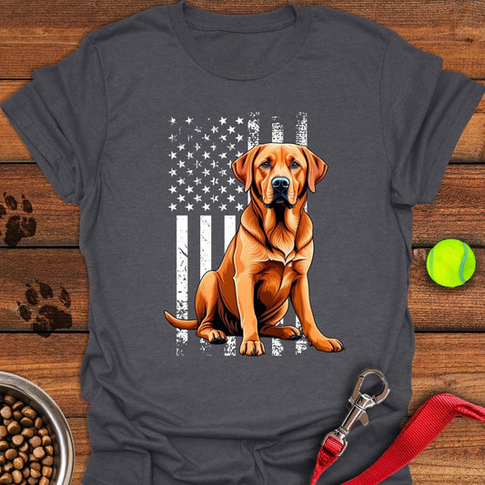 Fox Red Labrador USA Flag T-Shirt Dark Heather