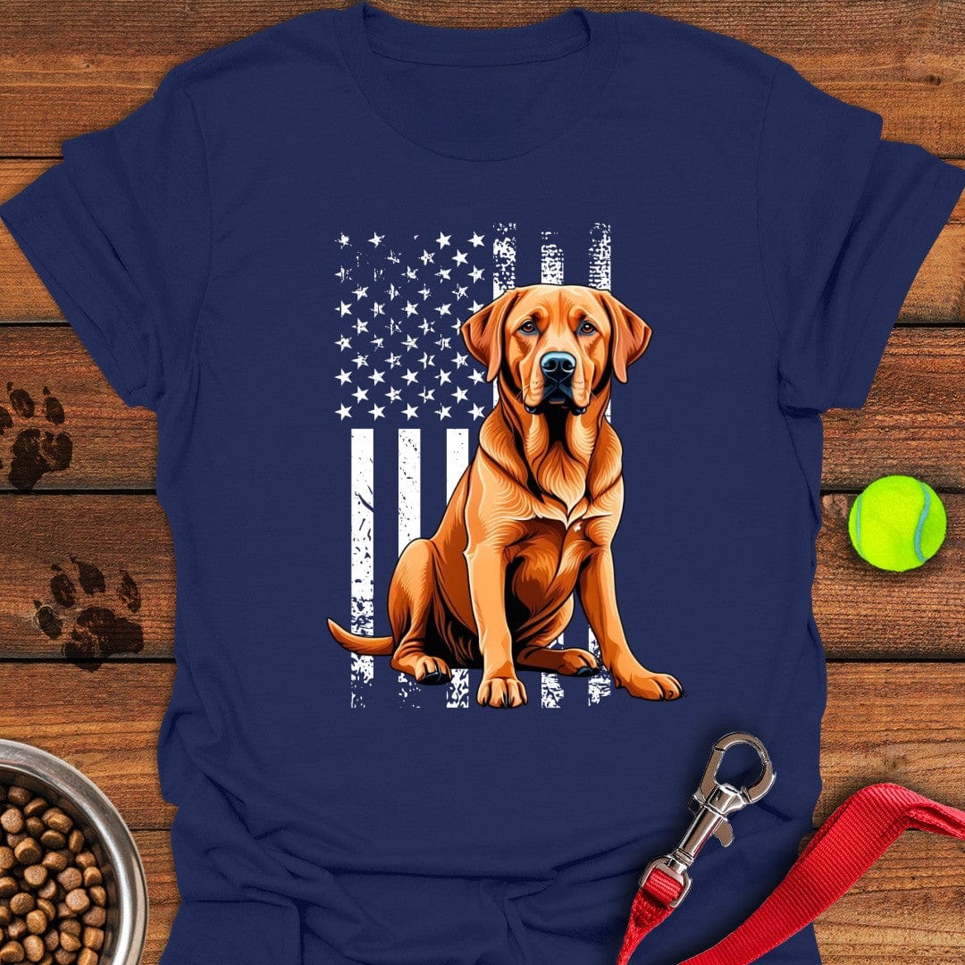 Fox Red Labrador USA Flag T-Shirt Navy