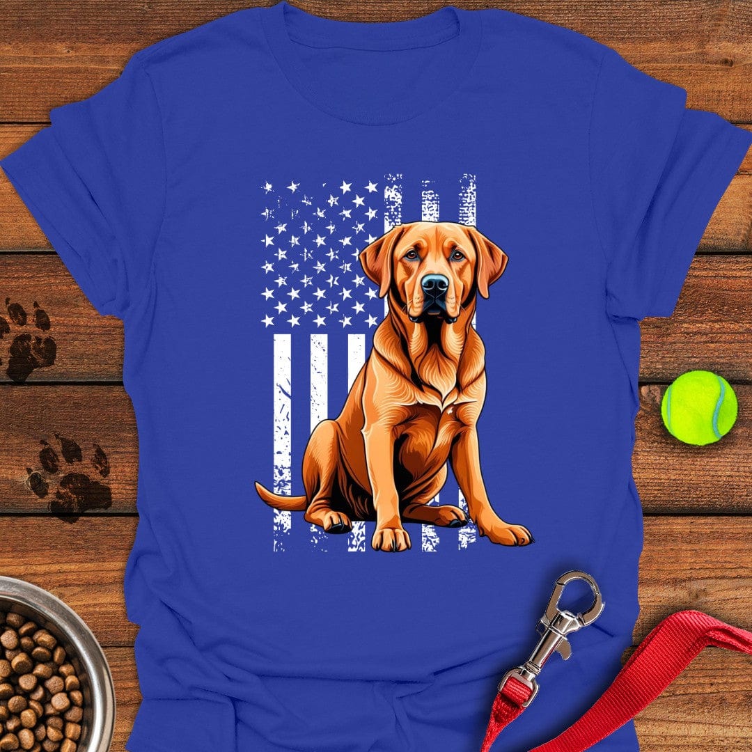 Fox Red Labrador USA Flag T-Shirt Royal