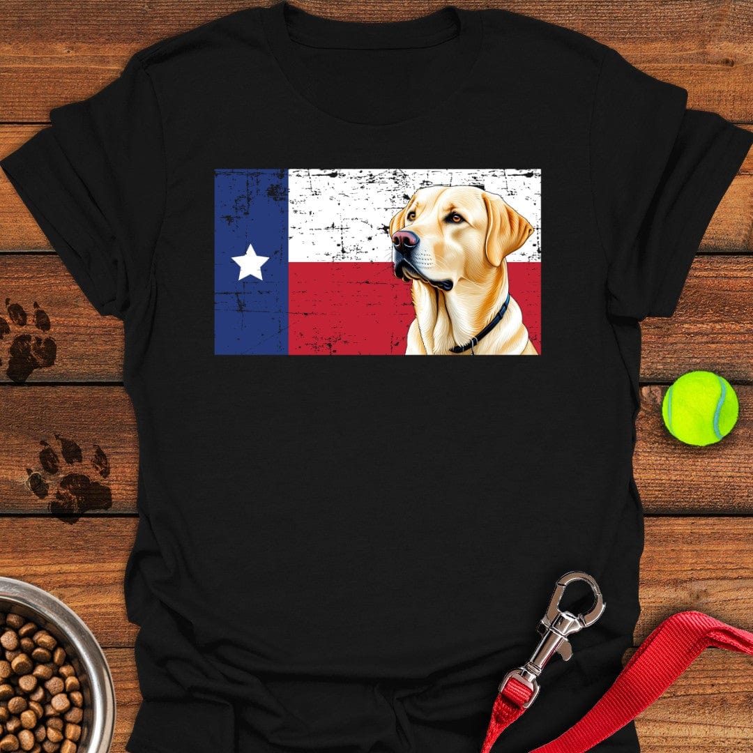 Yellow Labrador Texas Flag Black