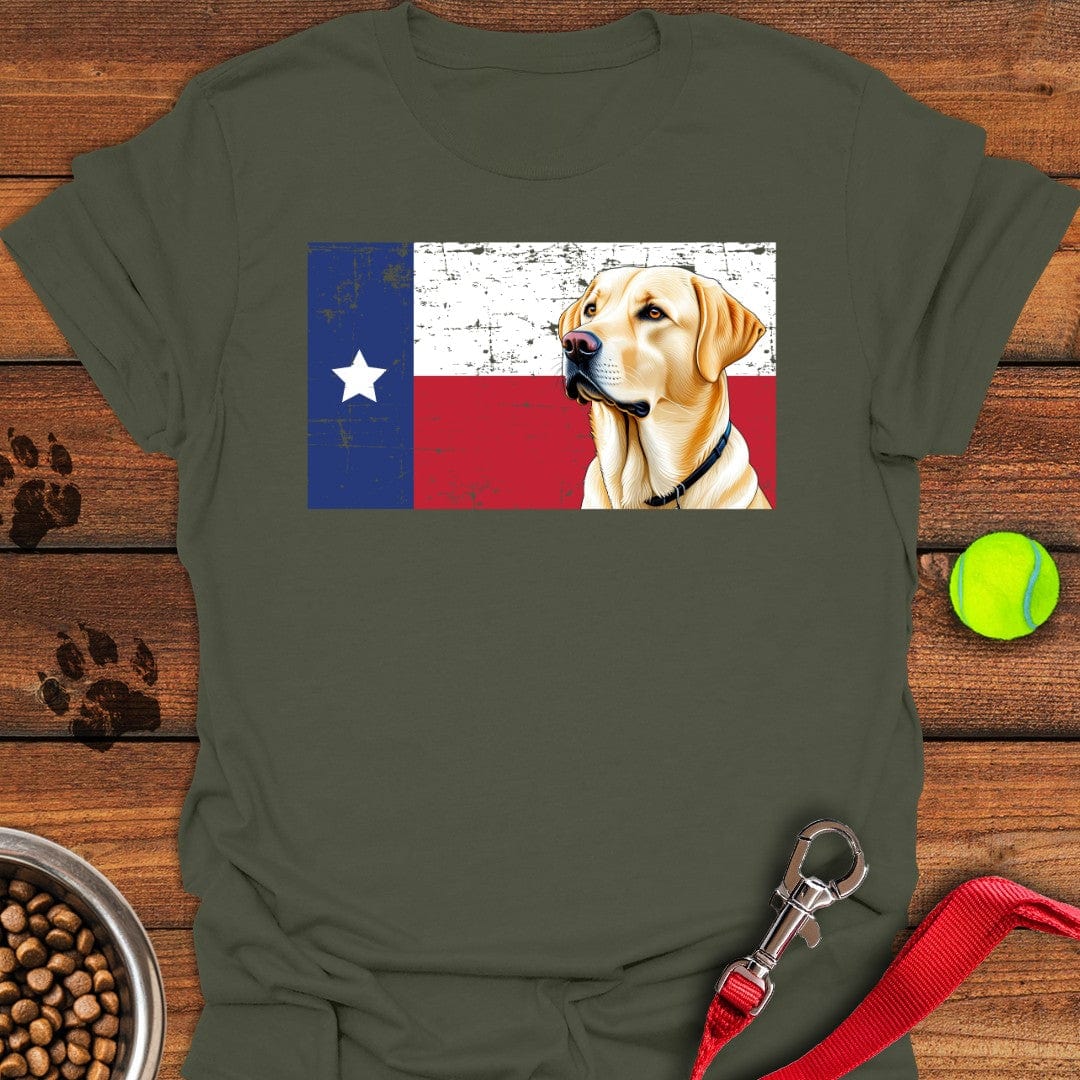 Yellow Labrador Texas Flag Military Green