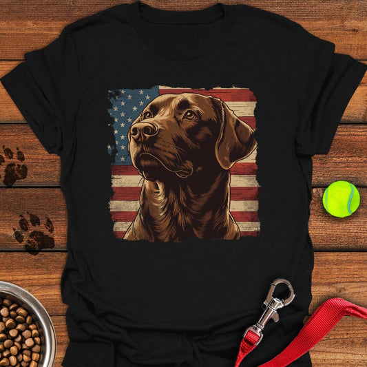 Chocolate Lab USA Flag T-Shirt Black