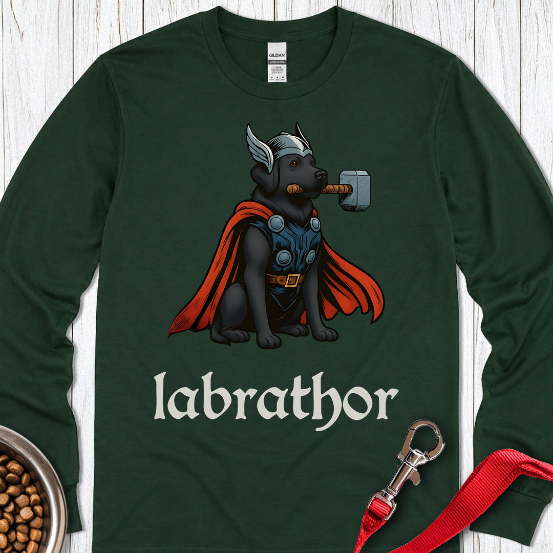 Labrathor Black Labrador Long Sleeve — Forest Green