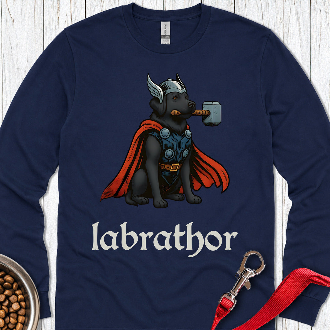 Labrathor Black Labrador Long Sleeve — Navy