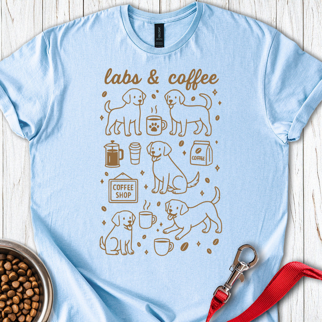 Labs & Coffee Doodle Light Blue