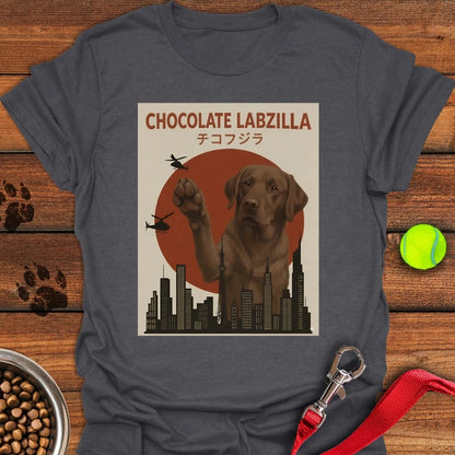 Chocolate Labzilla Labrador T-Shirt Dark Heather