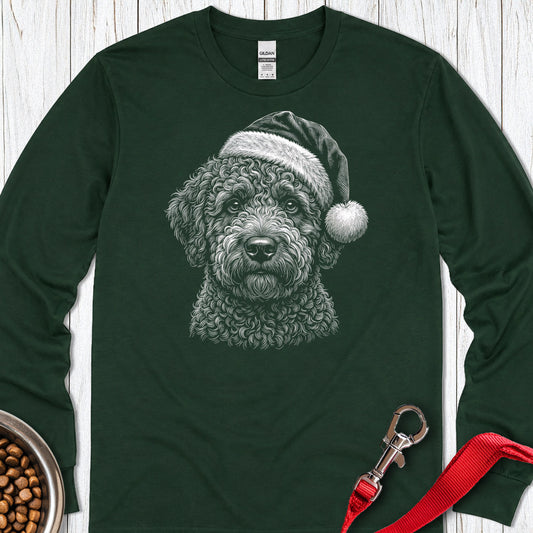 Lagotto Christmas Santa Hat Long Sleeve — Forest Green