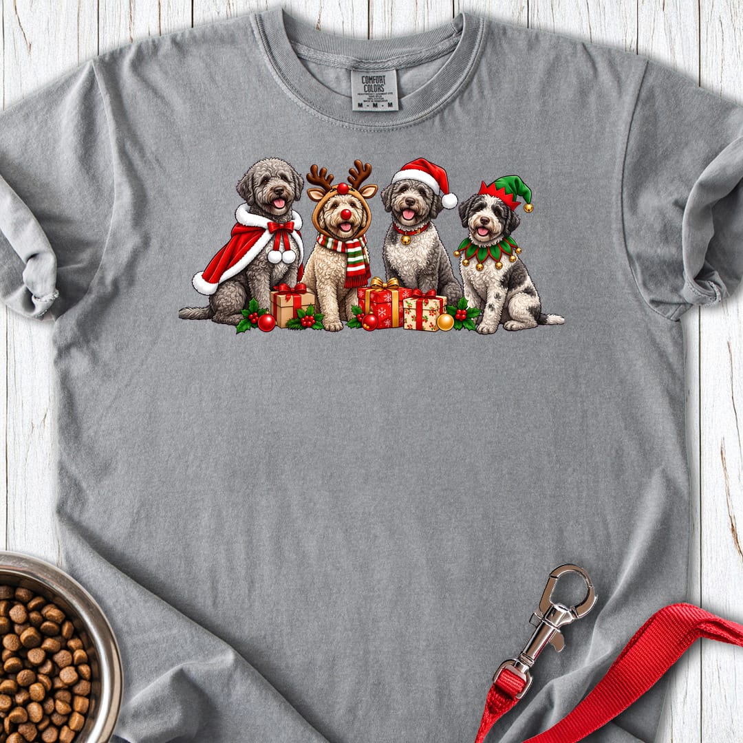 Lagotto Romagnolo Christmas Group Premium Tee — Grey