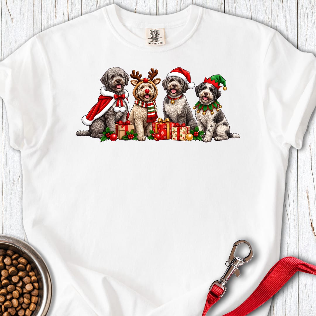 Lagotto Romagnolo Christmas Group Premium Tee — White