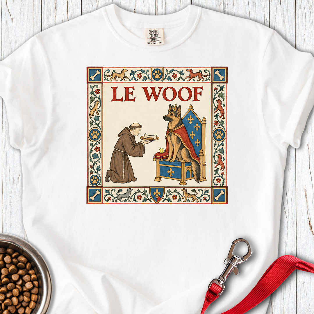 Le Woof Medieval German Shepherd Premium Tee White