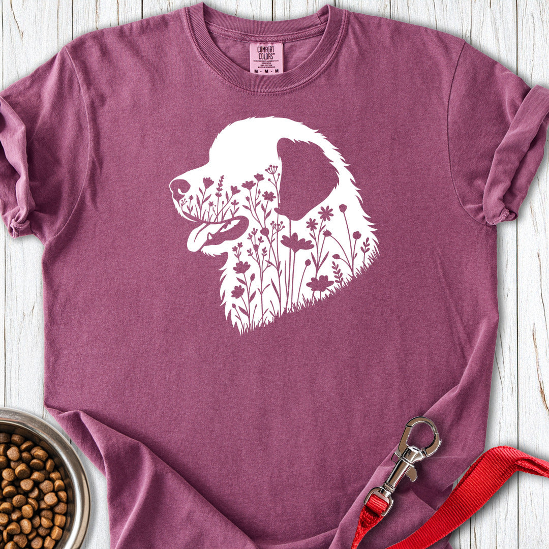 Leonberger Flower Wreath Premium Tee — Berry
