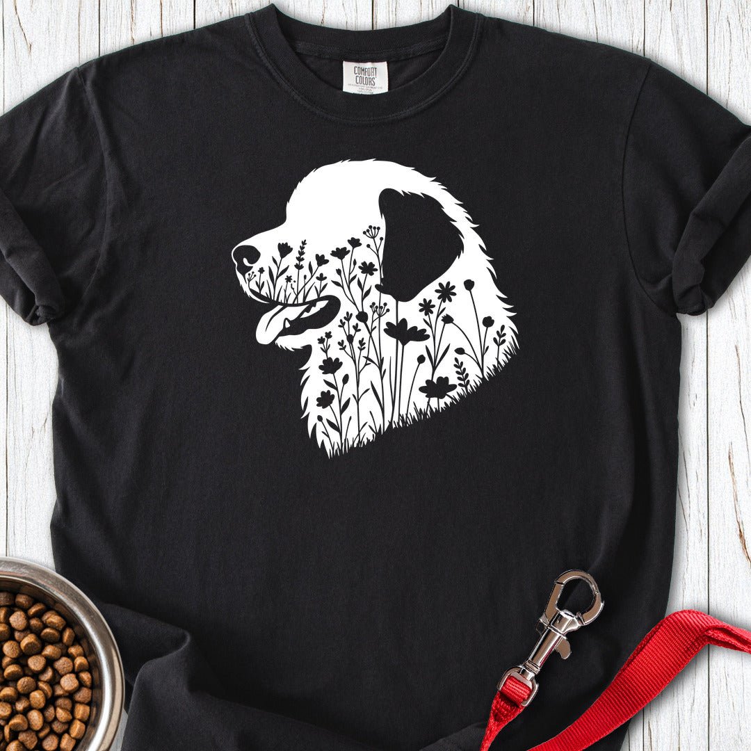 Leonberger Flower Wreath Premium Tee — Black