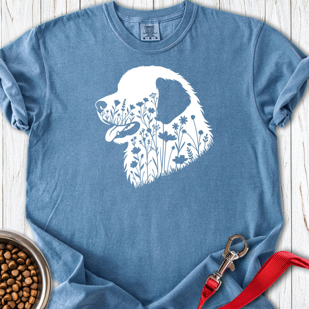 Leonberger Flower Wreath Premium Tee — Blue Jean