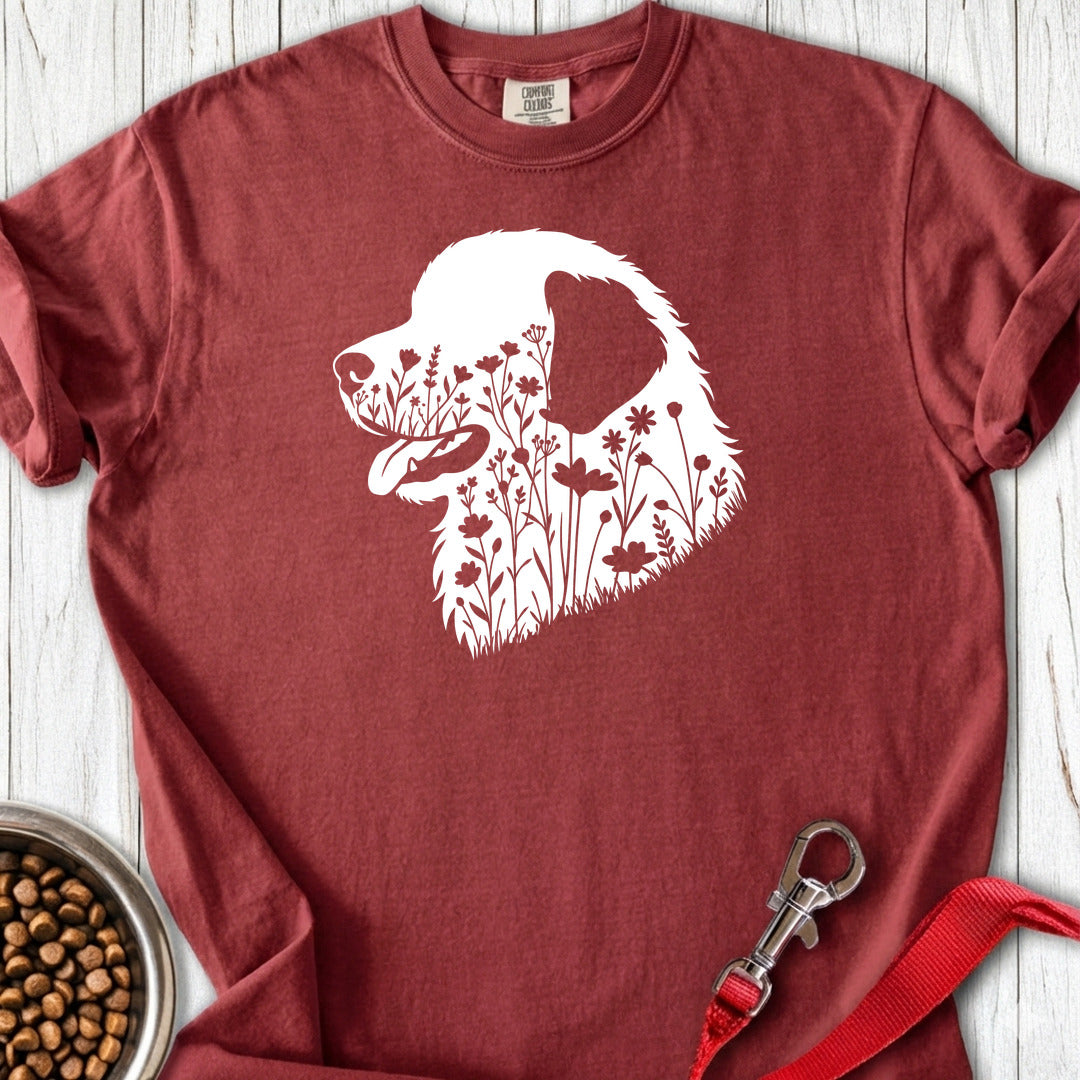 Leonberger Flower Wreath Premium Tee — Brick