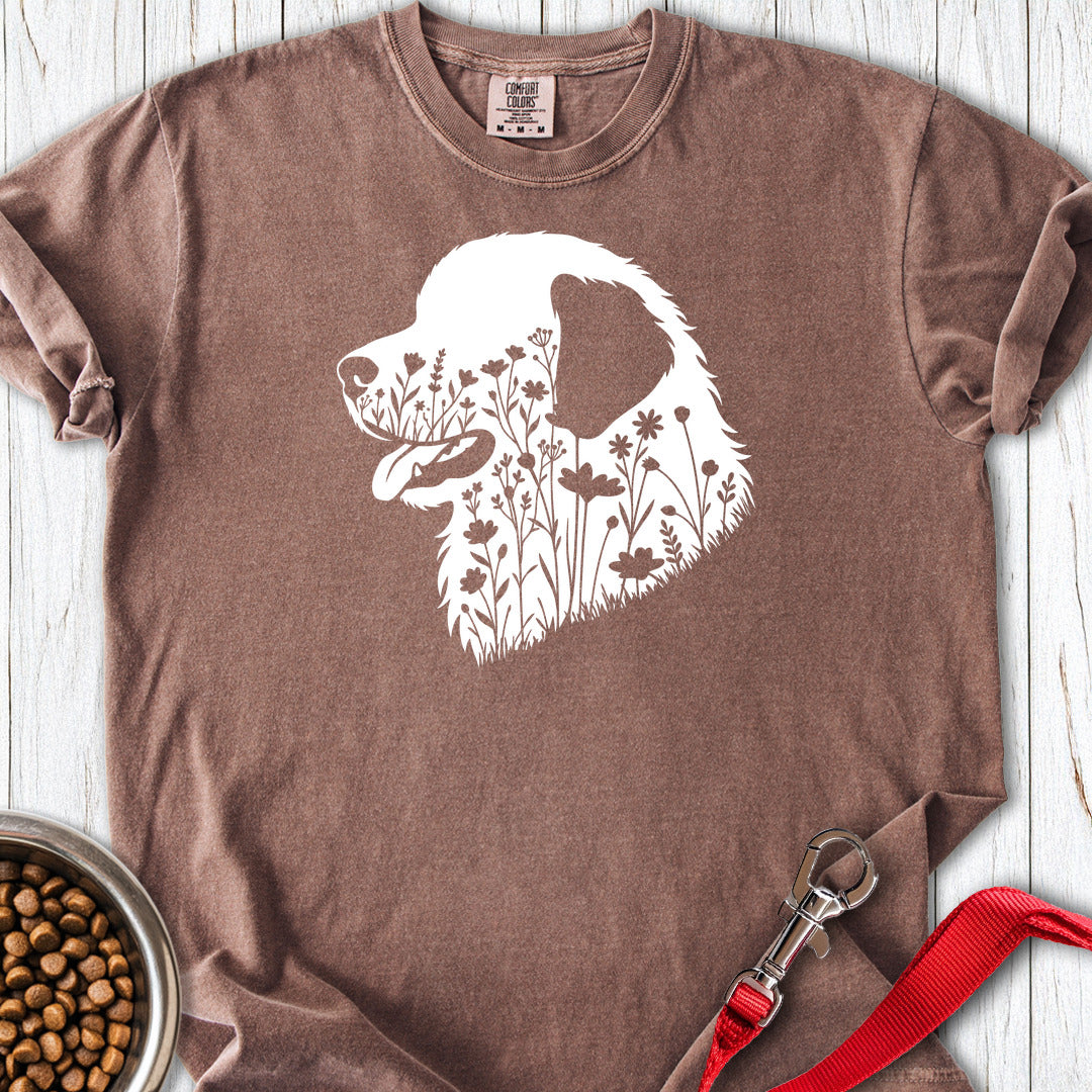 Leonberger Flower Wreath Premium Tee — Espresso
