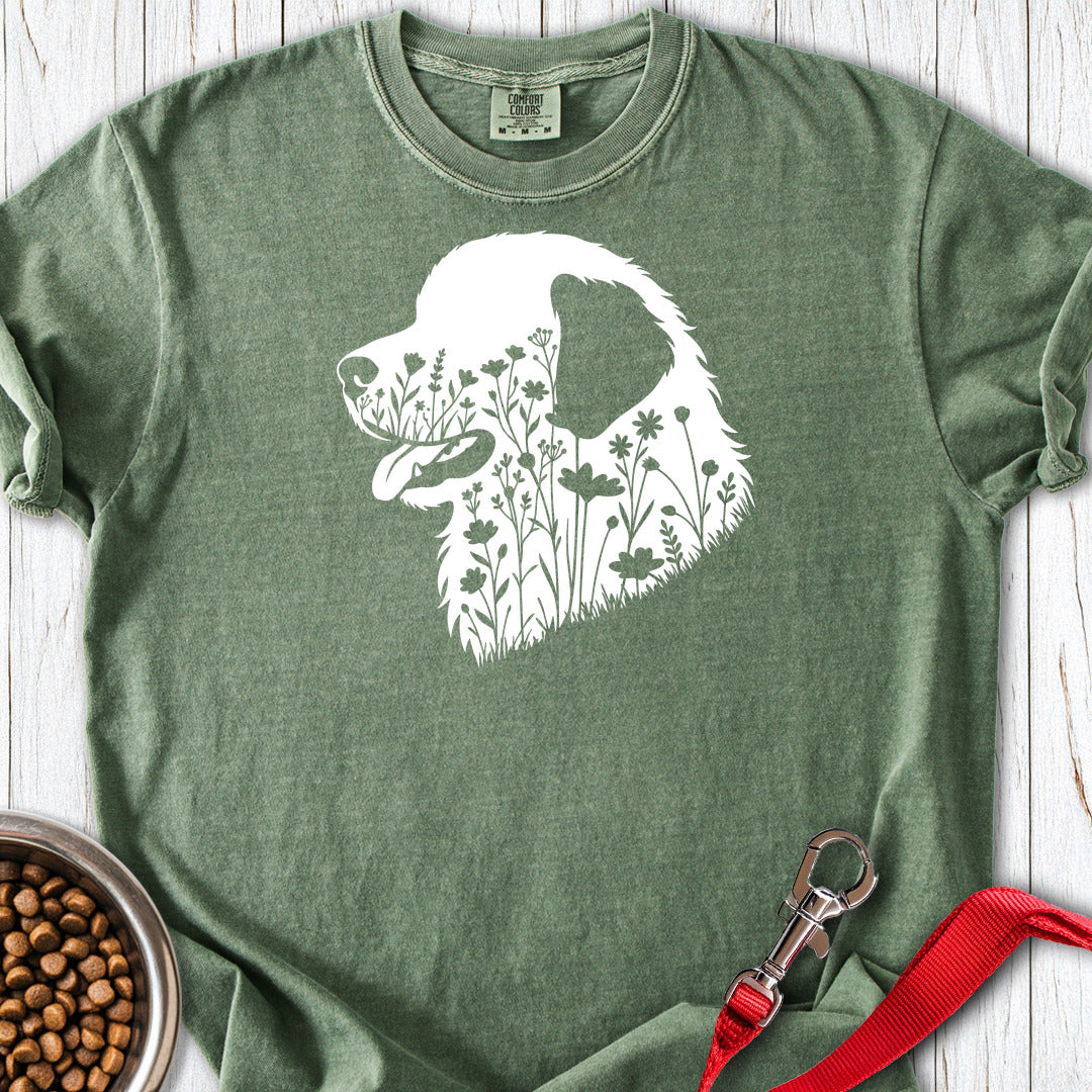 Leonberger Flower Wreath Premium Tee — Moss