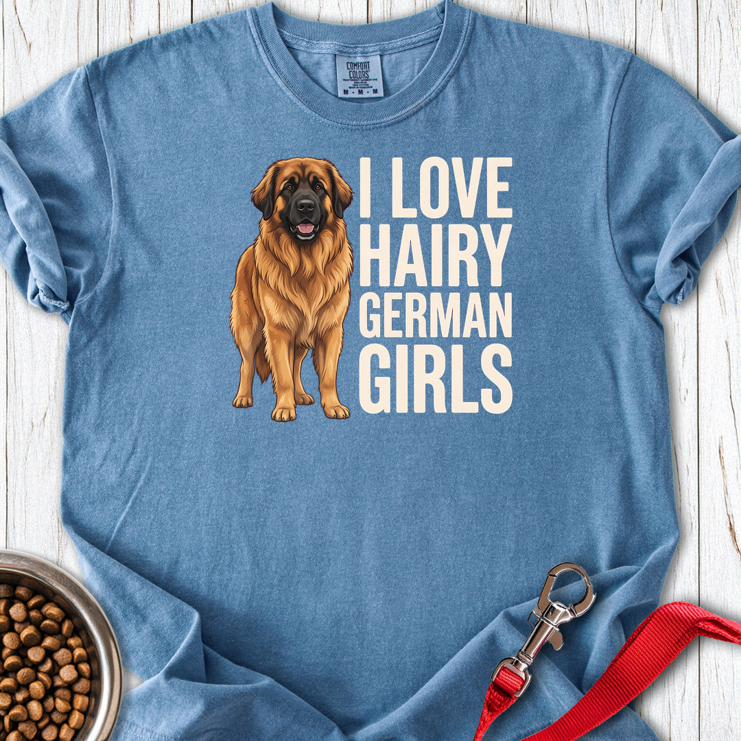 Leonberger Hairy Girls Premium Tee — Blue Jean