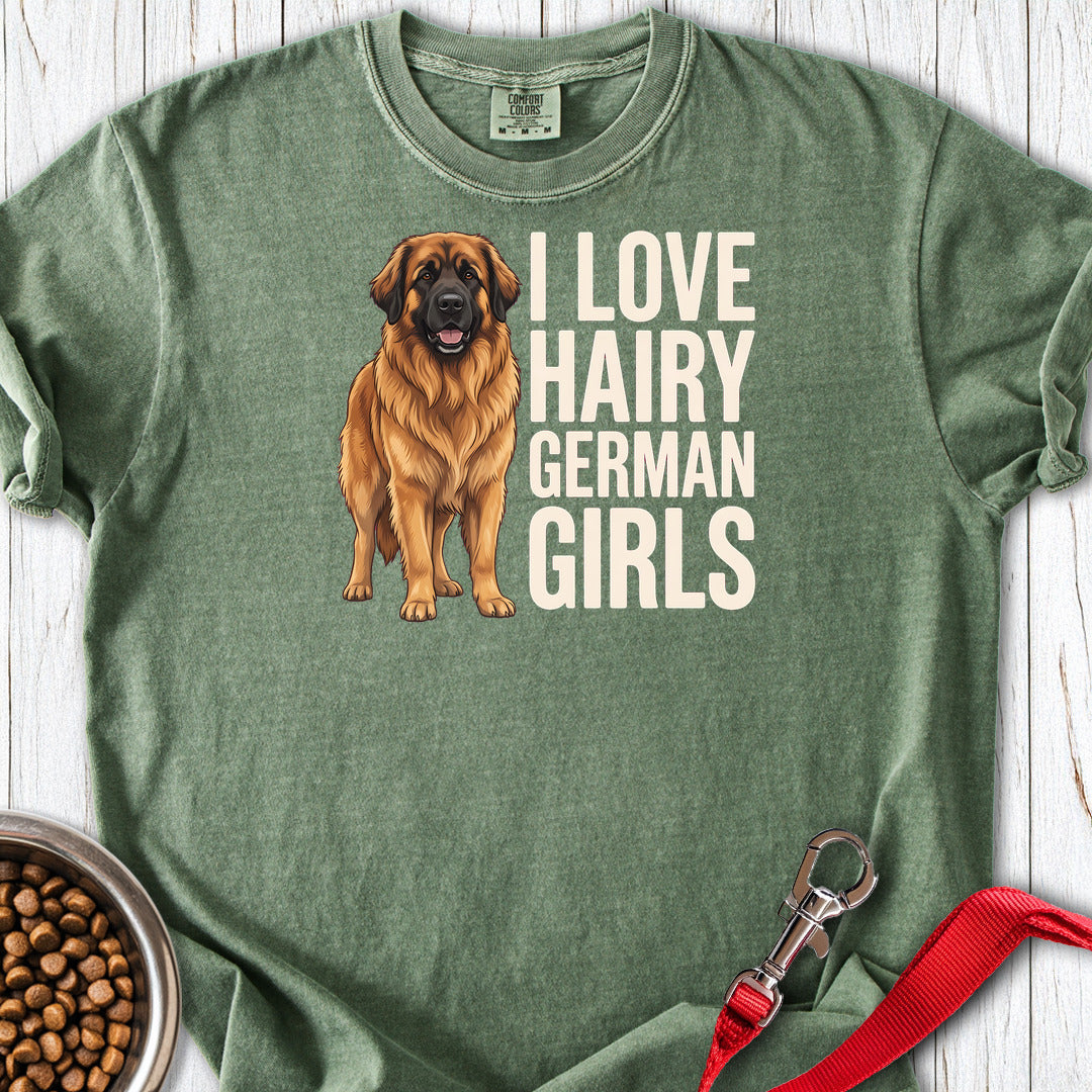 Leonberger Hairy Girls Premium Tee — Moss