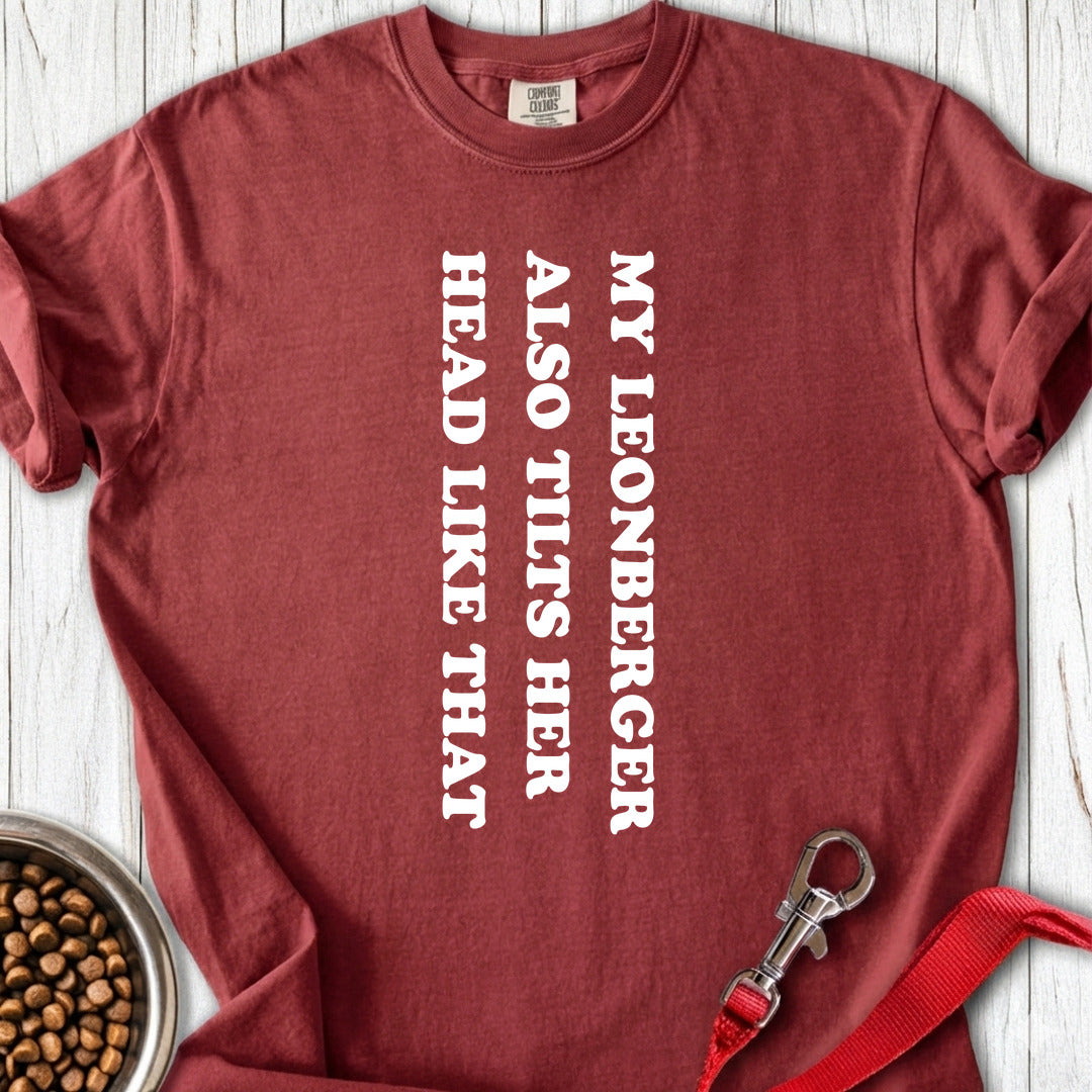 Leonberger Tilts Her Head Premium Tee — Brick