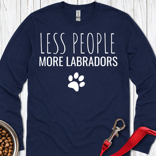 Less People More Labradors Long Sleeve — Navy