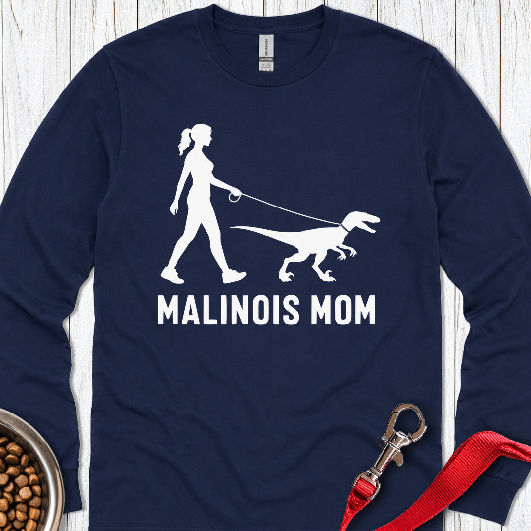 Malinois Mom Velociraptor Long Sleeve — Navy