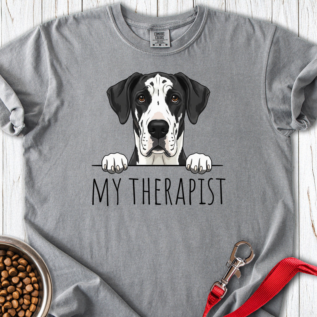 Mantle Great Dane My Therapist Premium Tee — Grey