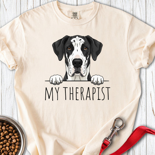 Mantle Great Dane My Therapist Premium Tee — Ivory