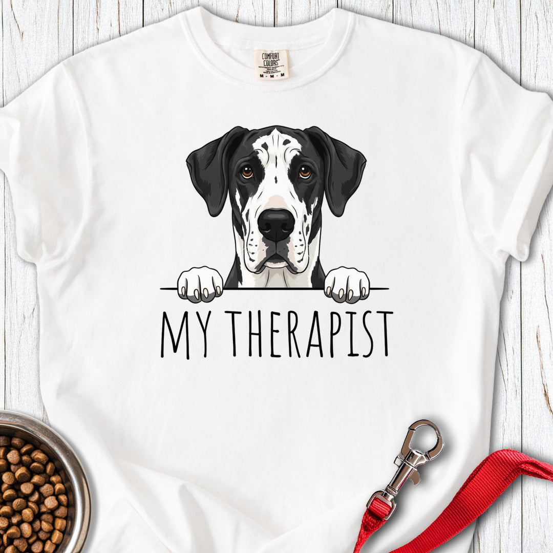 Mantle Great Dane My Therapist Premium Tee — White