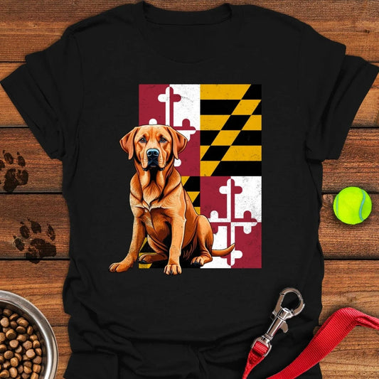 Fox Red Labrador Maryland Flag T-Shirt Black