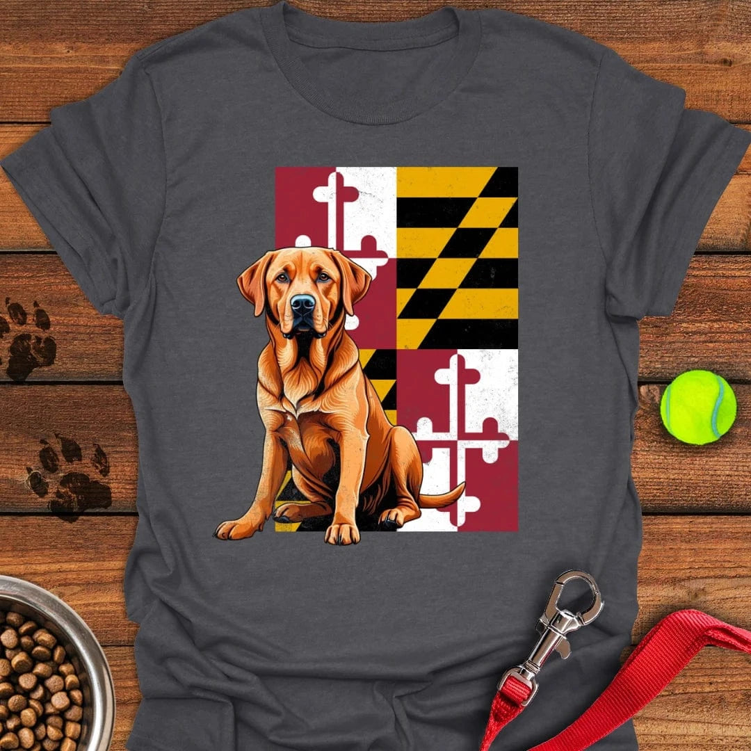 Fox Red Labrador Maryland Flag T-Shirt Dark Heather