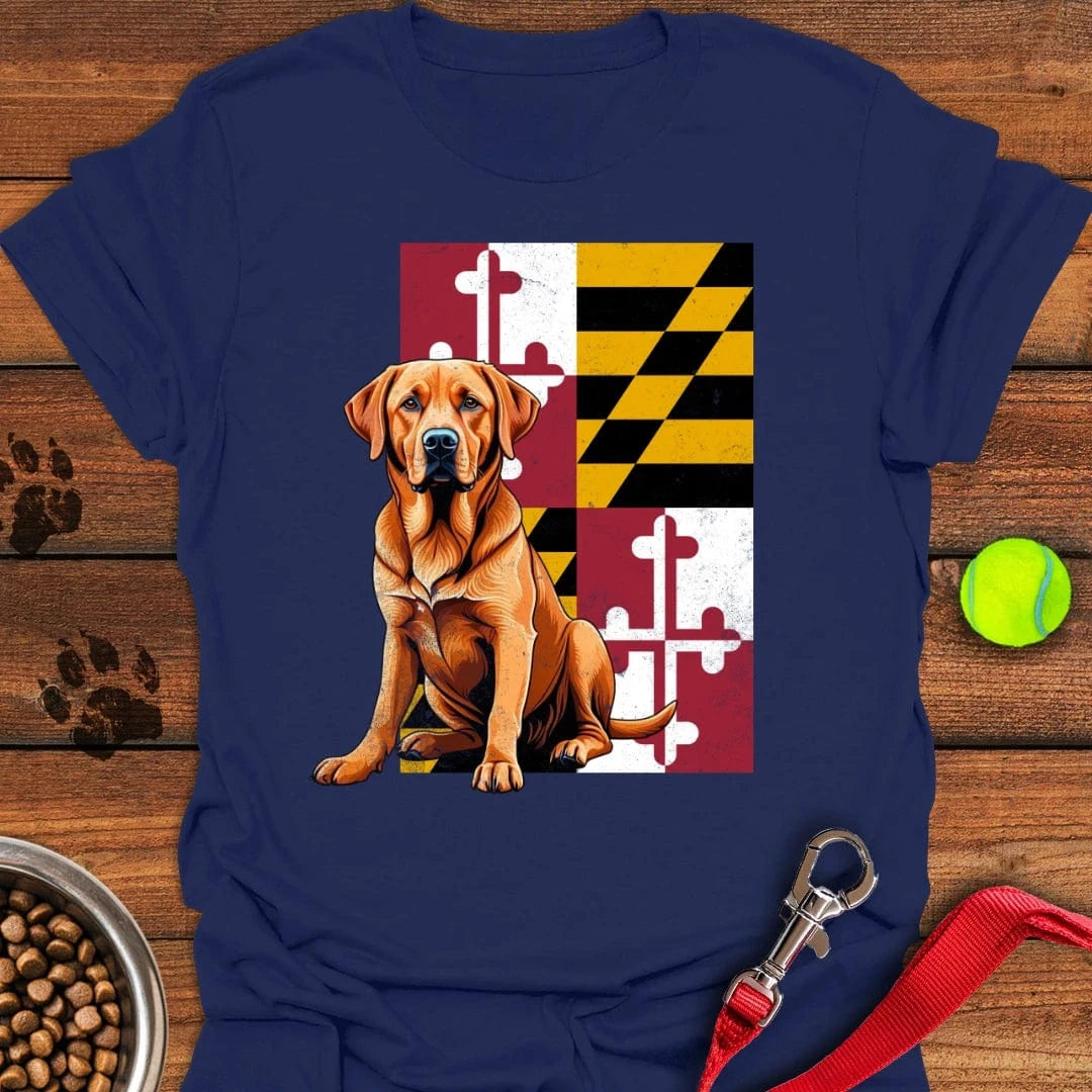 Fox Red Labrador Maryland Flag T-Shirt Navy